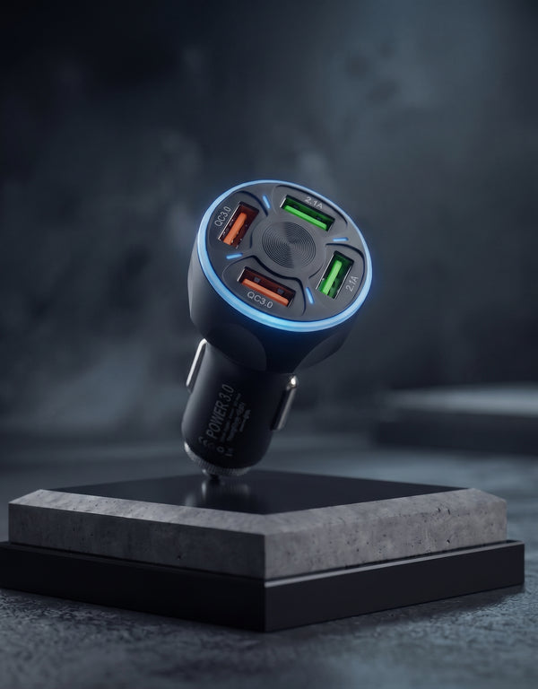 4-Port USB Car Charger Adapter – Fast Charging & Quick Charge 3.0