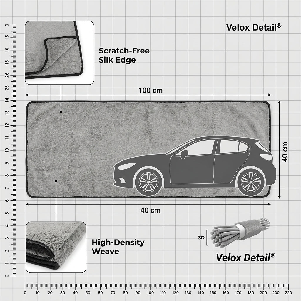 Large Plush Microfiber Car Drying Towel (100x40 cm) | Ultra-Absorbent & Scratch-Free